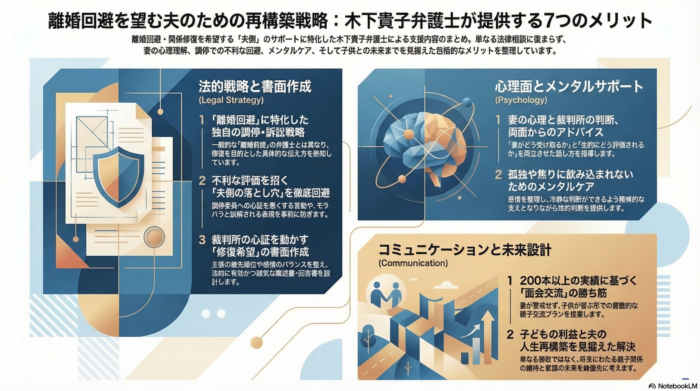 離婚を回避したい夫側が弁護士を選ぶ基準と注意点は?木下貴子弁護士に依頼する7つのメリット